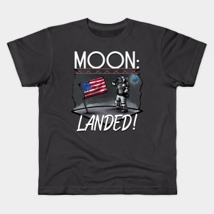 Moon: Landed! - White Kids T-Shirt